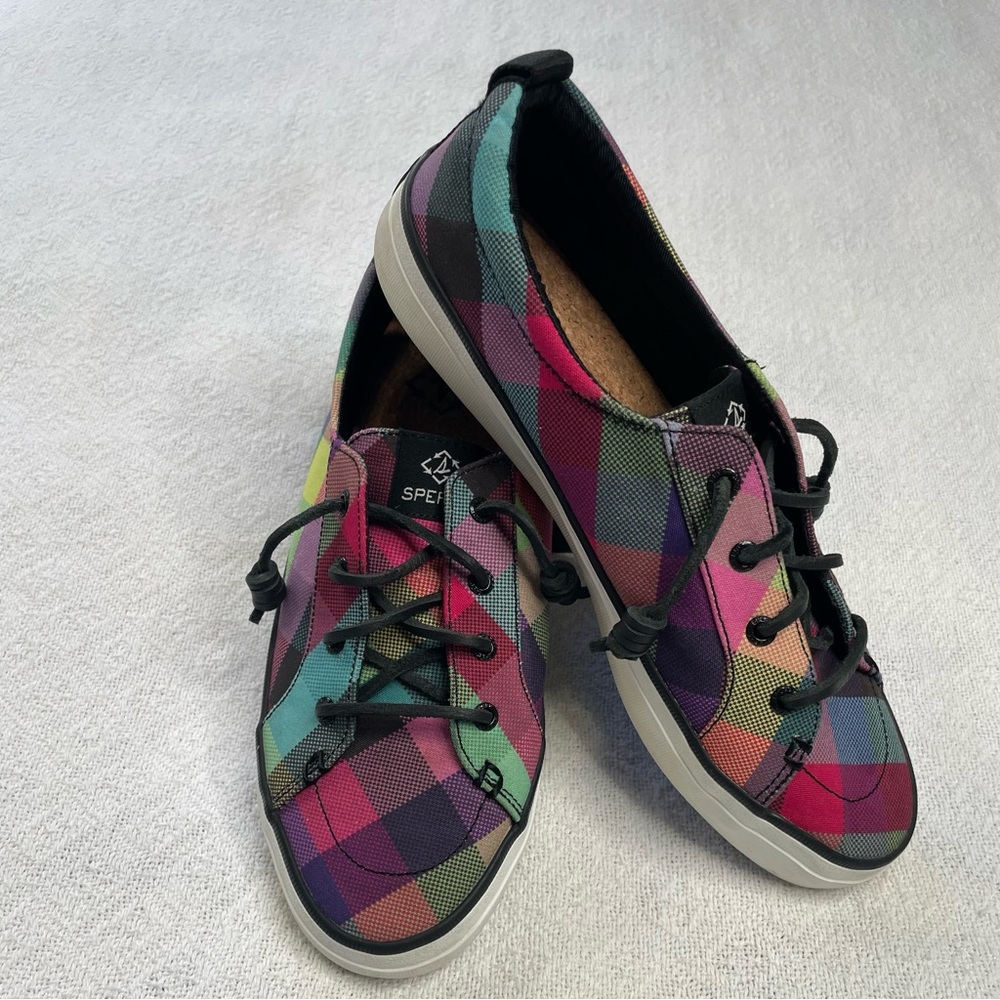 Sperry Women's Colorful Plaid Sneakers~‎ Sz 9.5 - Picture 4 of 11
